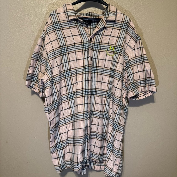 PacSun Other - Pacsun Mens L Pink Plaid Boxy Fit Short Sleeve Button Flannel Shirt